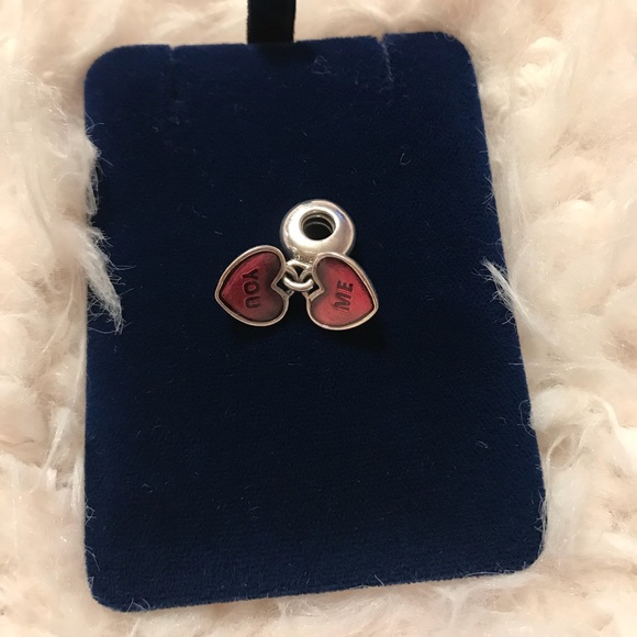 PANDORA You & Me Two Part Dangle Charm CZ Fuchsia - Picture 3 of 5